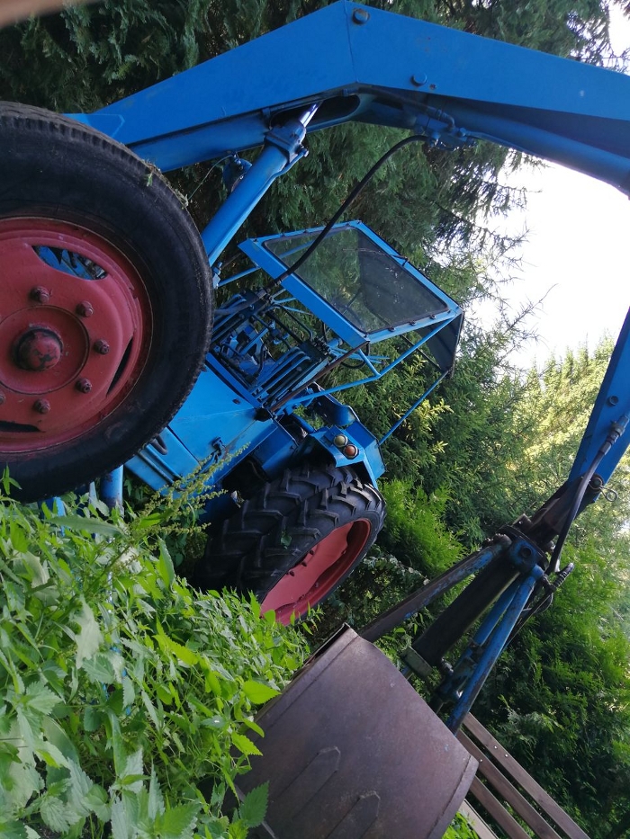 Universallader T-157/2 im Brennnesselfeld. T-157/2 - Bild
